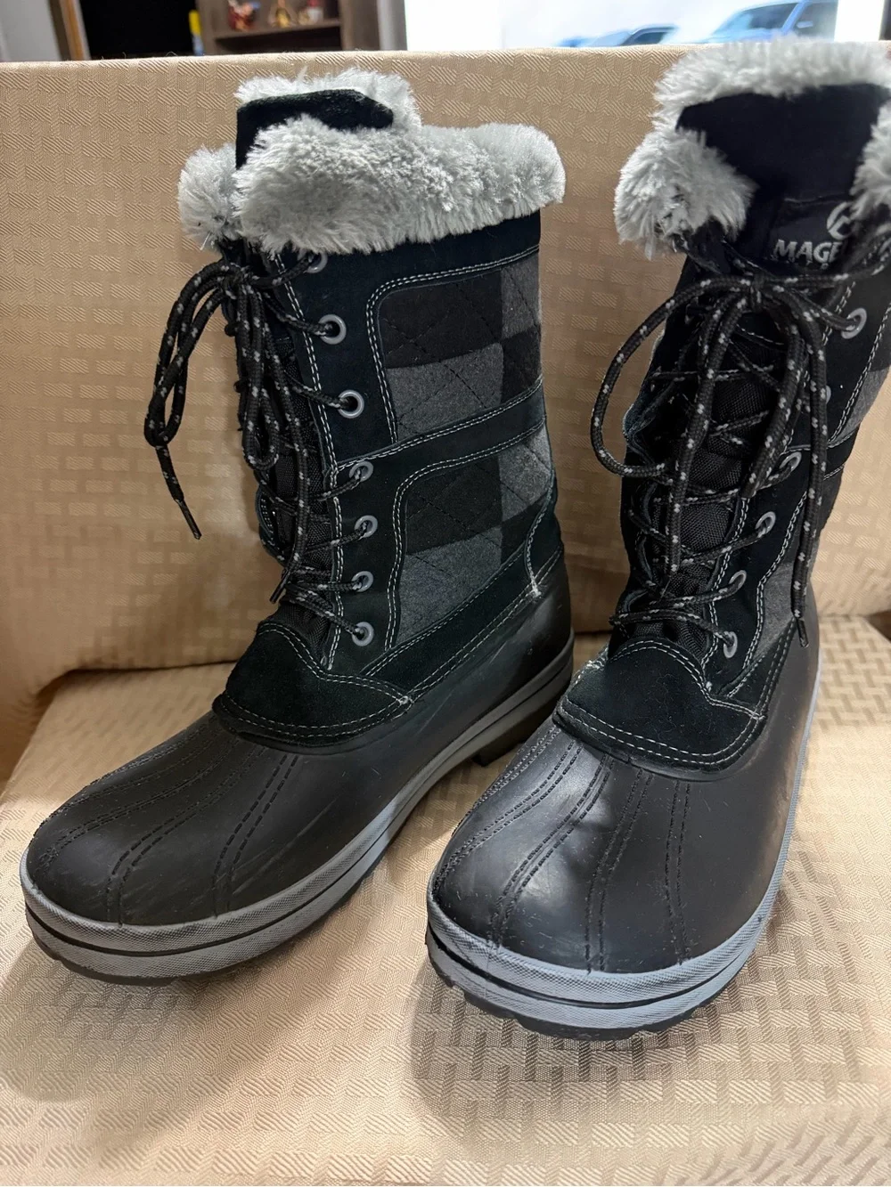 Magellan Outdoors Black and Gray Insulated Lace-Up Winter Boots